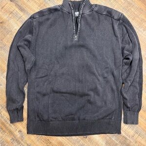 BKE Black Moto Shoulder 1/4 Zip Sweater Men’s Large Rugged Minimal